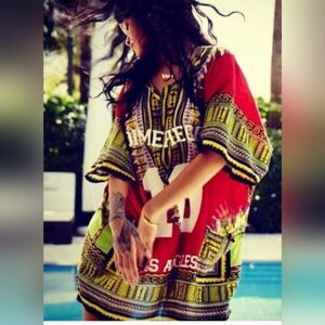 DIMEPIECE Hard To Findin Red Dashiki Top Tunic Dress Rihanna Tipe Discontinued
